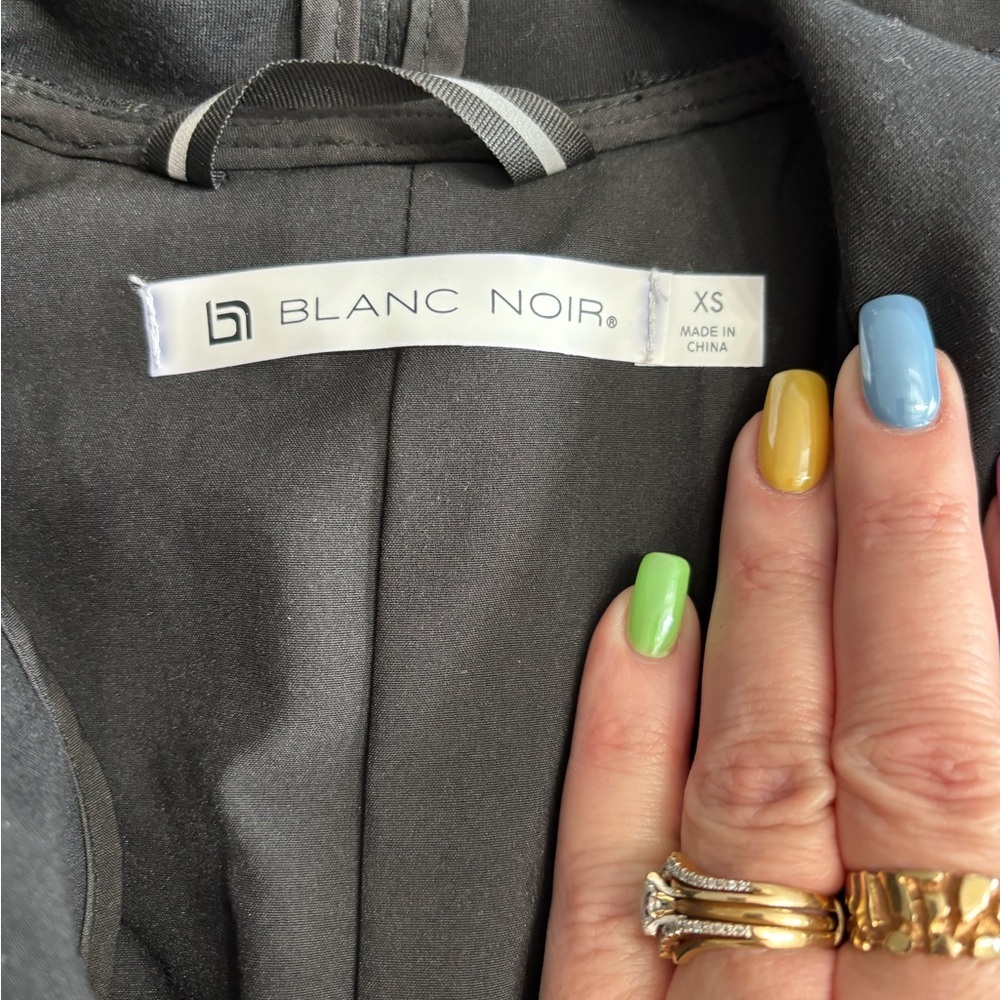Blanc Noir Black Leather Hooded Jacket - Picture 2 of 6